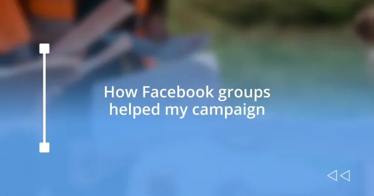 How Facebook groups helped my campaign