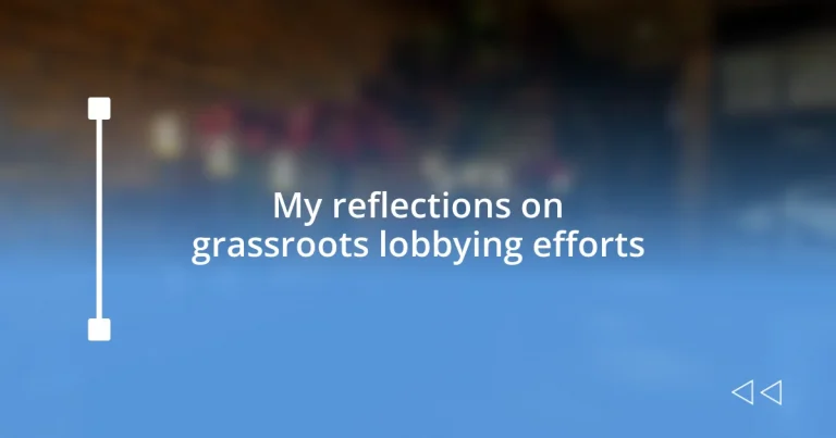 My reflections on grassroots lobbying efforts