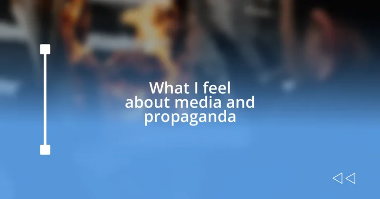 What I feel about media and propaganda