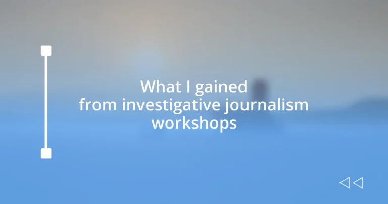 What I gained from investigative journalism workshops