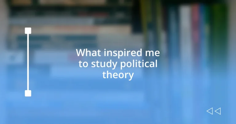 What inspired me to study political theory