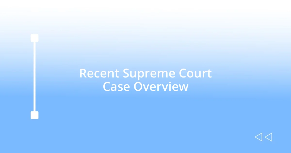 Recent Supreme Court Case Overview