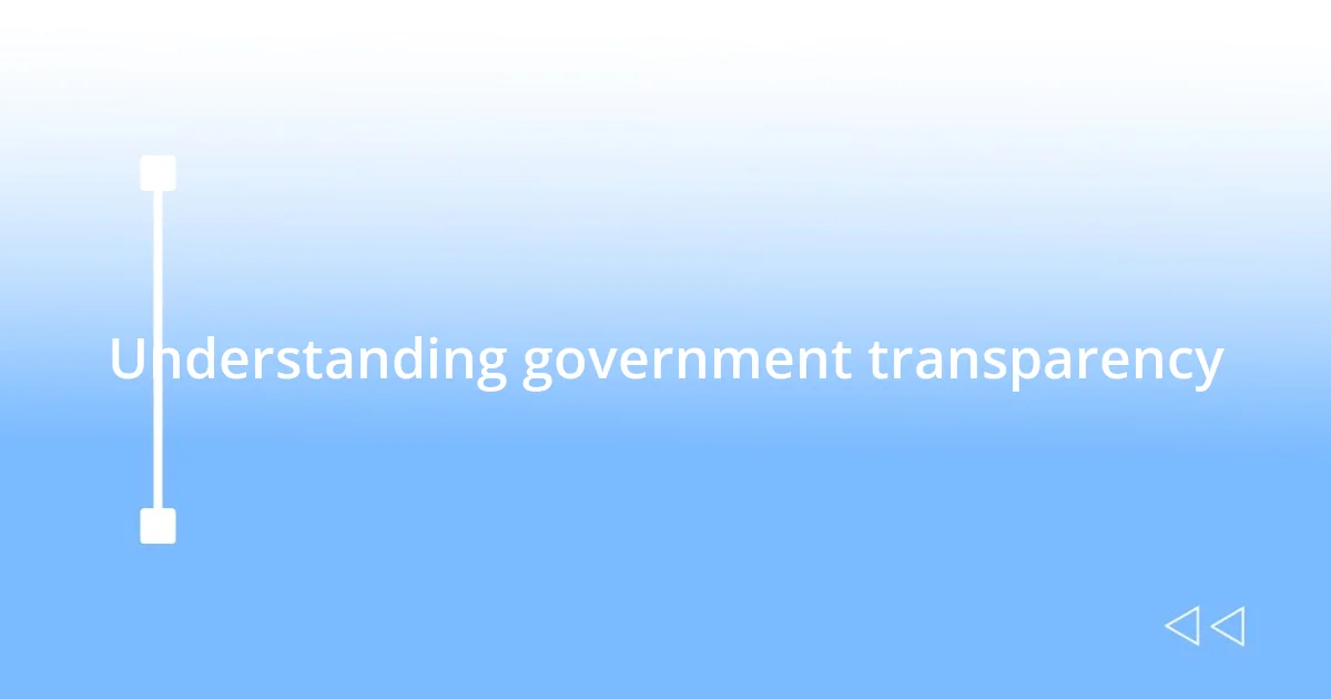 Understanding government transparency